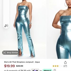 She's all that strapless jumpsuit